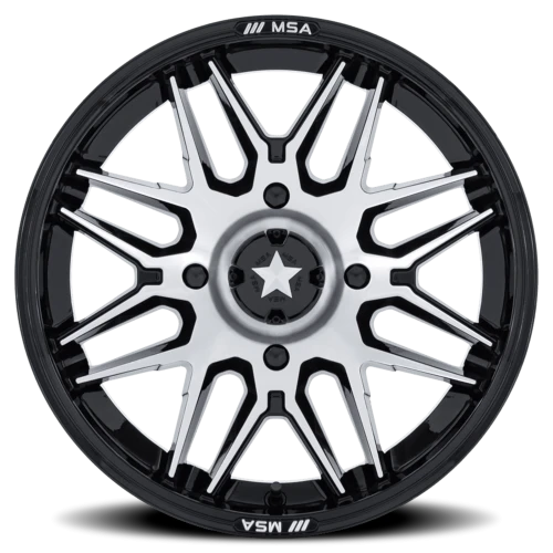 MSA Radar UTV M52 BD 16x7 +10 5x114.3mm 72.56mm Gloss Black Machined Face