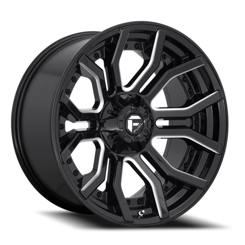 Fuel Rage D711 24x12 -44 6x135mm 106.1mm Gloss Black Milled