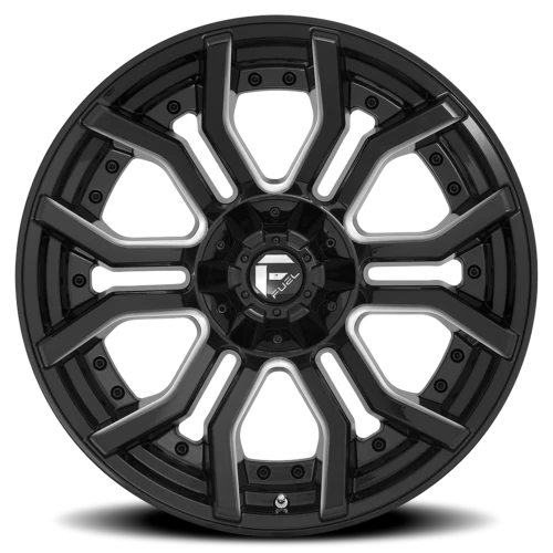 Fuel Rage D711 20x10 -18 8x180mm 124.2mm Gloss Black Milled
