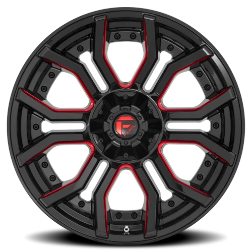 Fuel Rage D712 24x12 -44 5x127mm 87.1mm Gloss Black Red Tinted Clear
