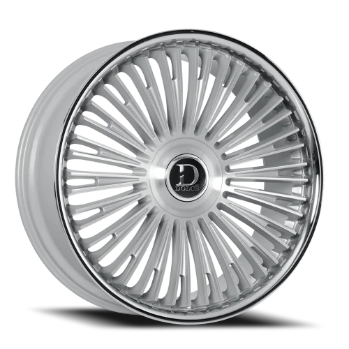 Dolce Luxury Razzo GSBF 24x10 +25 6x139.7mm 66.6mm Gloss Silver Brushed Face-Stainless Lip