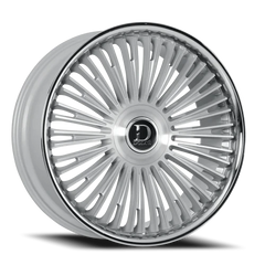 Dolce Luxury Razzo GSBF 24x10 +25 6x139.7mm 66.6mm Gloss Silver Brushed Face-Stainless Lip