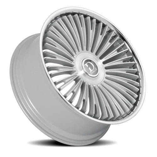 Dolce Luxury Razzo GSBF 22x9.5 +35 6x135mm 106.2mm Gloss Silver Brushed Face-Stainless Lip
