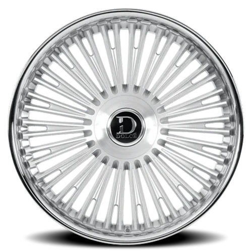 Dolce Luxury Razzo GSBF 24x10 +25 6x135mm 106.2mm Gloss Silver Brushed Face-Stainless Lip