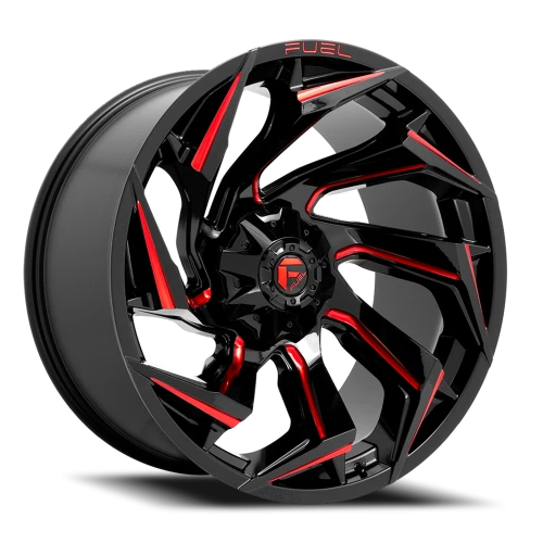 Fuel Reaction D755 18x9 -12 5x114.3mm 78.1mm Gloss Black Milled-Red Tint