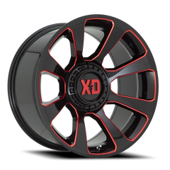 XD Series Reactor XD854 GB-RT 20x9 +18 6x135mm 106.1mm Gloss Black Milled-Red Tint