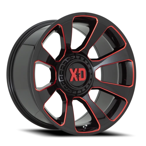 XD Series Reactor XD854 GB-RT 20x9 +0 5x127mm 78.1mm Gloss Black Milled-Red Tint