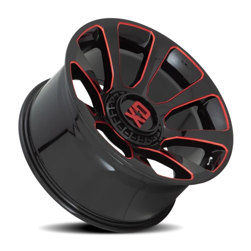 XD Series Reactor XD854 GB-RT 20x9 +18 5x127mm 78.1mm Gloss Black Milled-Red Tint