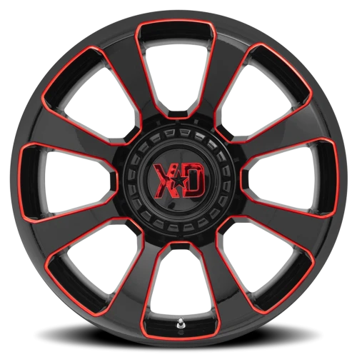 XD Series Reactor XD854 GB-RT 20x10 -18 5x127mm 78.1mm Gloss Black Milled-Red Tint