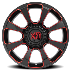 XD Series Reactor XD854 GB-RT 20x9 +18 6x135mm 106.1mm Gloss Black Milled-Red Tint