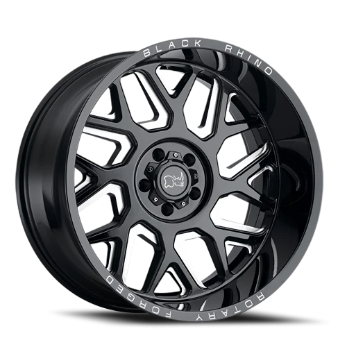 Black Rhino Reaper 20x11.5 -44 5x127mm 71.6mm Gloss Black Milled Spokes