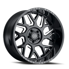 Black Rhino Reaper 20x11.5 -44 5x127mm 71.6mm Gloss Black Milled Spokes