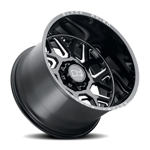 Black Rhino Reaper 20x11.5 -44 5x127mm 71.6mm Gloss Black Milled Spokes