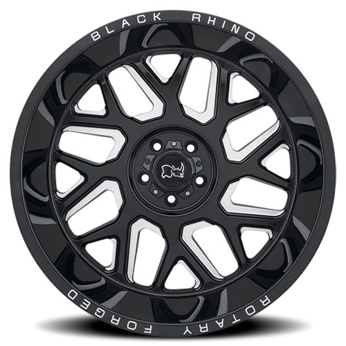 Black Rhino Reaper 20x11.5 -44 5x127mm 71.6mm Gloss Black Milled Spokes