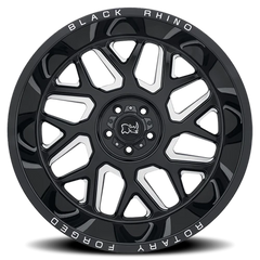 Black Rhino Reaper 20x11.5 -44 5x127mm 71.6mm Gloss Black Milled Spokes