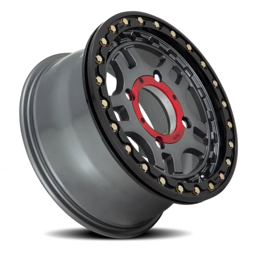KMC Recon Beadlock UTV KS240 14x7 +38 4x137mm 112.1mm Gunmetal Gloss Black Ring