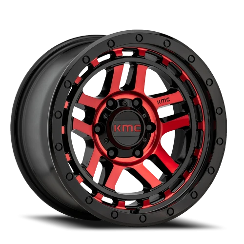KMC Recon KM540 RD 17x9 -12 5x127mm 78.3mm Gloss Black Machined-Red Tint