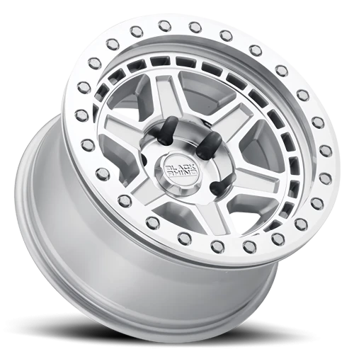 Black Rhino Reno Beadlock SL 17x8.5 -38 5x127mm 71.6mm Silver Mirror Face-Machined Lip-Silver Bolts