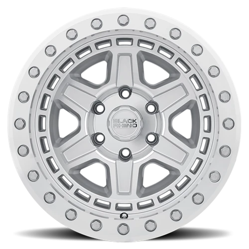 Black Rhino Reno Beadlock SL 17x8.5 -38 5x127mm 71.6mm Silver Mirror Face-Machined Lip-Silver Bolts