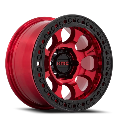 KMC Riot Beadlock KM237 RD 17x9 -38 5x127mm 71.5mm Candy Red Satin Black Ring