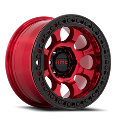 KMC Riot Beadlock KM237 RD 17x8.5 +0 5x127mm 71.5mm Candy Red Satin Black Ring