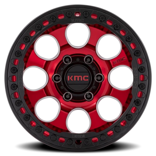 KMC Riot Beadlock KM237 RD 17x9 -38 5x127mm 71.5mm Candy Red Satin Black Ring