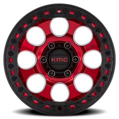 KMC Riot Beadlock KM237 RD 17x9 -38 5x127mm 71.5mm Candy Red Satin Black Ring