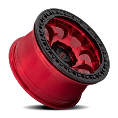 KMC Riot Beadlock KM237 RD 17x9 -38 6x139.7mm 108mm Candy Red Satin Black Ring