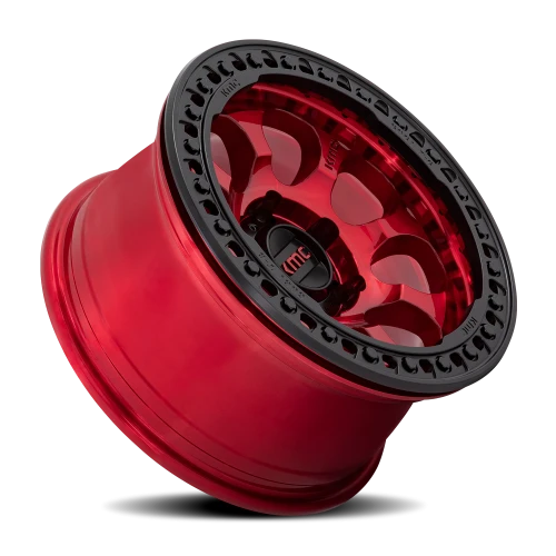 KMC Riot Beadlock KM237 RD 17x8.5 +0 6x139.7mm 108mm Candy Red Satin Black Ring