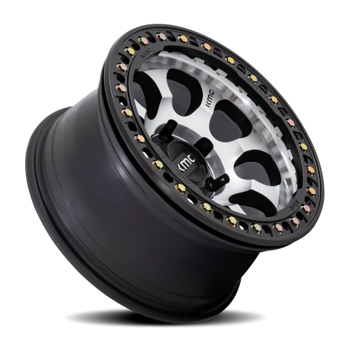 KMC Riot Beadlock KM237 SBM 17x9 -12 5x127mm 71.5mm Satin Black Machined Face-Black Windows-Black Ring