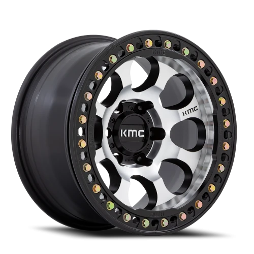 KMC Riot Beadlock KM237 SBM 17x9 -12 6x139.7mm 108mm Satin Black Machined Face-Black Windows-Black Ring