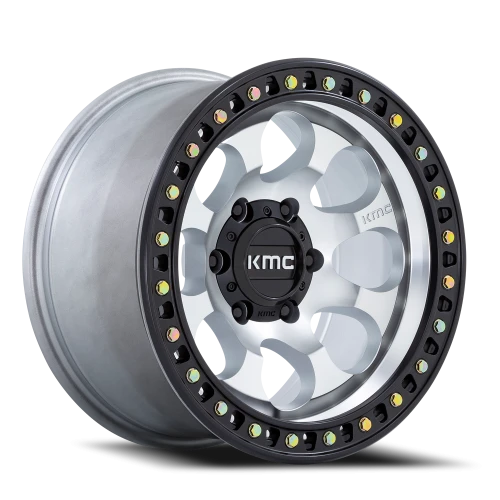 KMC Riot SBL KM550 DB 17x8.5 +10 5x127mm 71.5mm Machined Silver Satin Black Lip