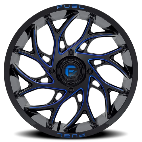 Fuel Runner UTV D778 22x7 +0 4x156mm 132mm Gloss Black Milled Candy Blue
