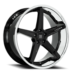 Lexani Wheels Savage 684 FBS 22x10.5 +35 5x127mm 74.1mm Gloss Black Chrome Stainless Steel Lip