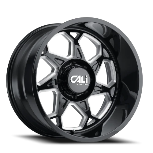 Cali Offroad Sevenfold 9111 GB 20x12 -51 6x135mm 87.1mm Gloss Black Milled Spokes