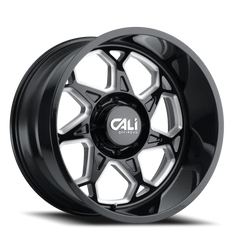 Cali Offroad Sevenfold 9111 GB 20x12 -51 6x135mm 87.1mm Gloss Black Milled Spokes
