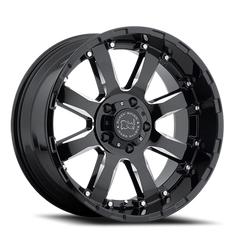Black Rhino Sierra 17x9 +0 5x139.7mm 78mm Gloss Black Milled Spokes