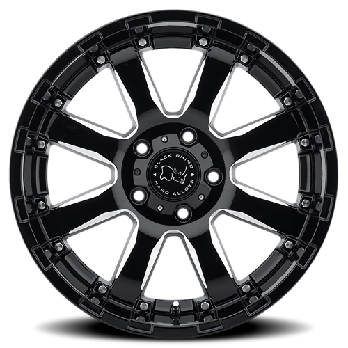 Black Rhino Sierra 20x9 +12 5x150mm 110mm Gloss Black Milled Spokes