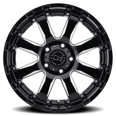Black Rhino Sierra 17x9 -12 5x127mm 78mm Gloss Black Milled Spokes