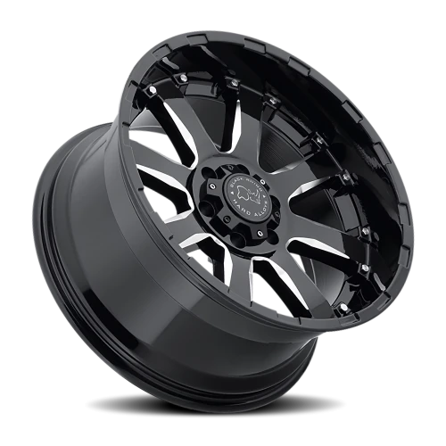 Black Rhino Sierra 17x9 -12 6x139.7mm 112mm Gloss Black Milled Spokes