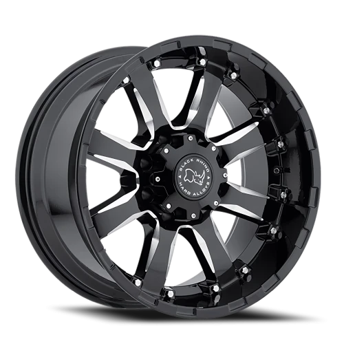 Black Rhino Sierra 17x9 +12 8x170mm 125mm Gloss Black Milled Spokes