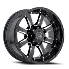 Black Rhino Sierra 17x9 -12 8x165.1mm 122mm Gloss Black Milled Spokes