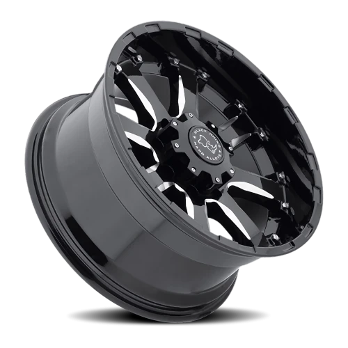 Black Rhino Sierra 17x9 -12 8x165.1mm 122mm Gloss Black Milled Spokes