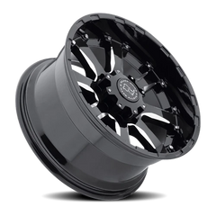 Black Rhino Sierra 17x9 +12 8x165.1mm 122mm Gloss Black Milled Spokes