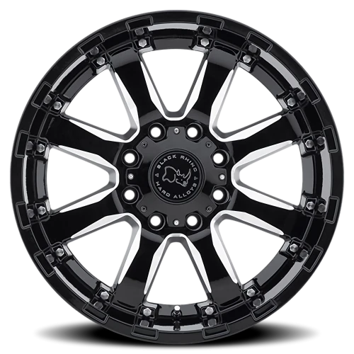 Black Rhino Sierra 17x9 +12 8x170mm 125mm Gloss Black Milled Spokes