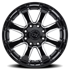 Black Rhino Sierra 17x9 +12 8x170mm 125mm Gloss Black Milled Spokes