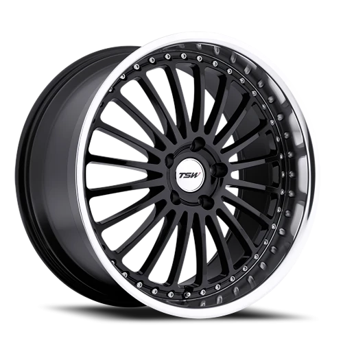 TSW Silverstone GB 18x9.5 +40 5x114.3mm 76.1mm Gloss Black Mirror Cut Lip