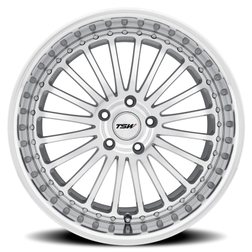 TSW Silverstone SL 20x10 +25 5x114.3mm 76.1mm Silver Mirror Cut Face-Mirror Cut Lip