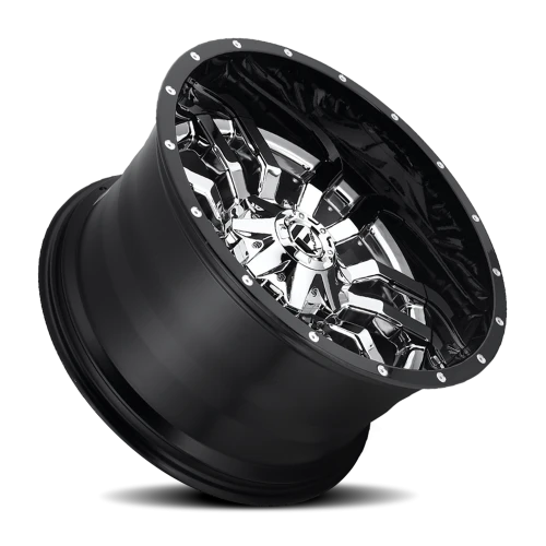 Fuel Sledge D270 22x10 -13 6x135mm 106.1mm Chrome  Gloss Black Lip