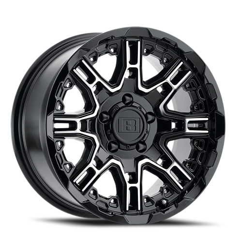 Level 8 Slingshot GBM 17x8.5 -10 5x127mm 71.6mm Gloss Black Machined Face
